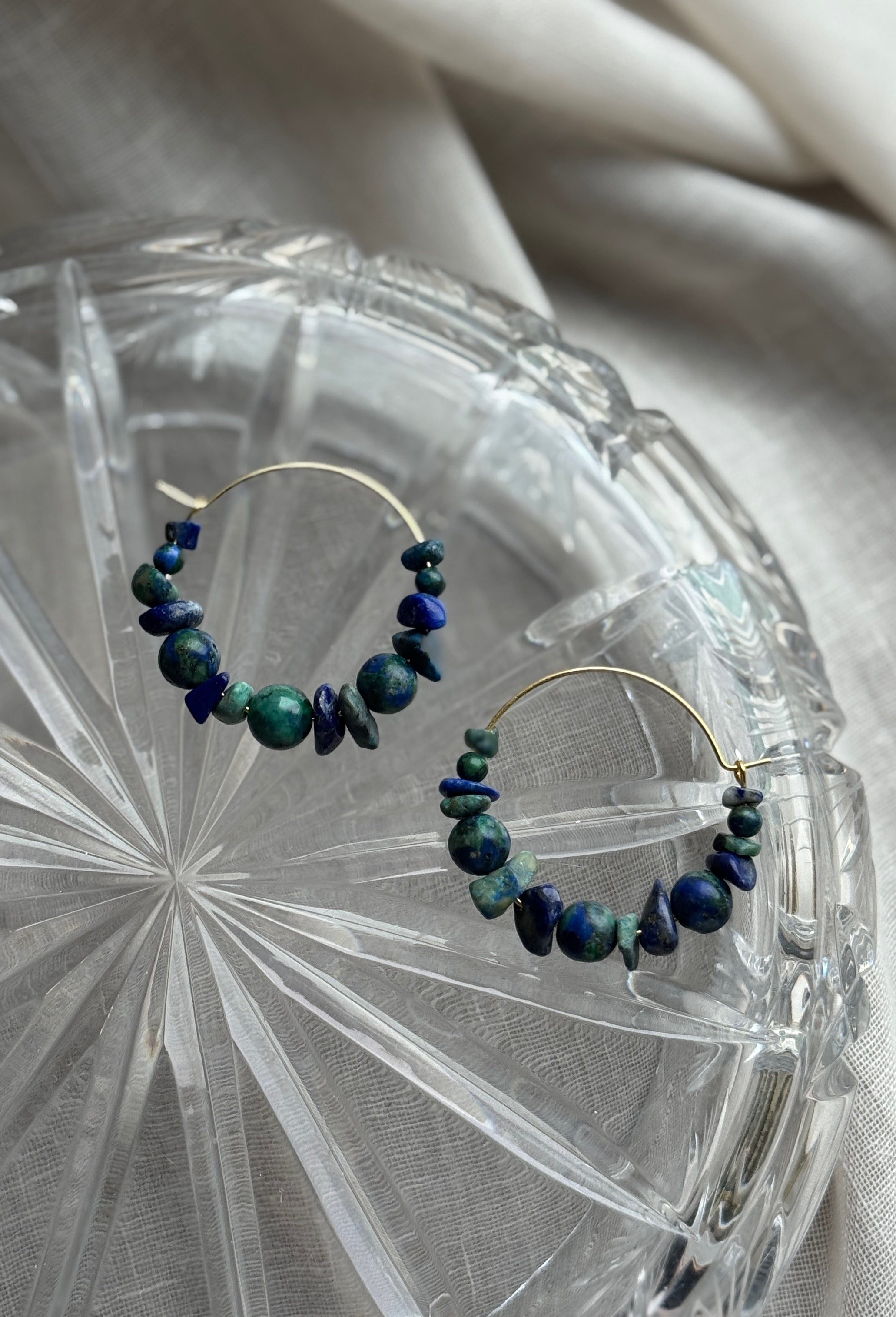 Seablue & Green Gemstone Hoops preorder