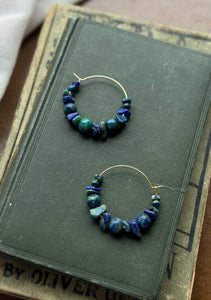 Seablue & Green Gemstone Hoops preorder