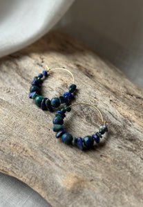 Seablue & Green Gemstone Hoops preorder