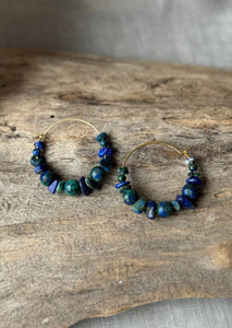 Seablue & Green Gemstone Hoops preorder