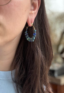 Seablue & Green Gemstone Hoops preorder