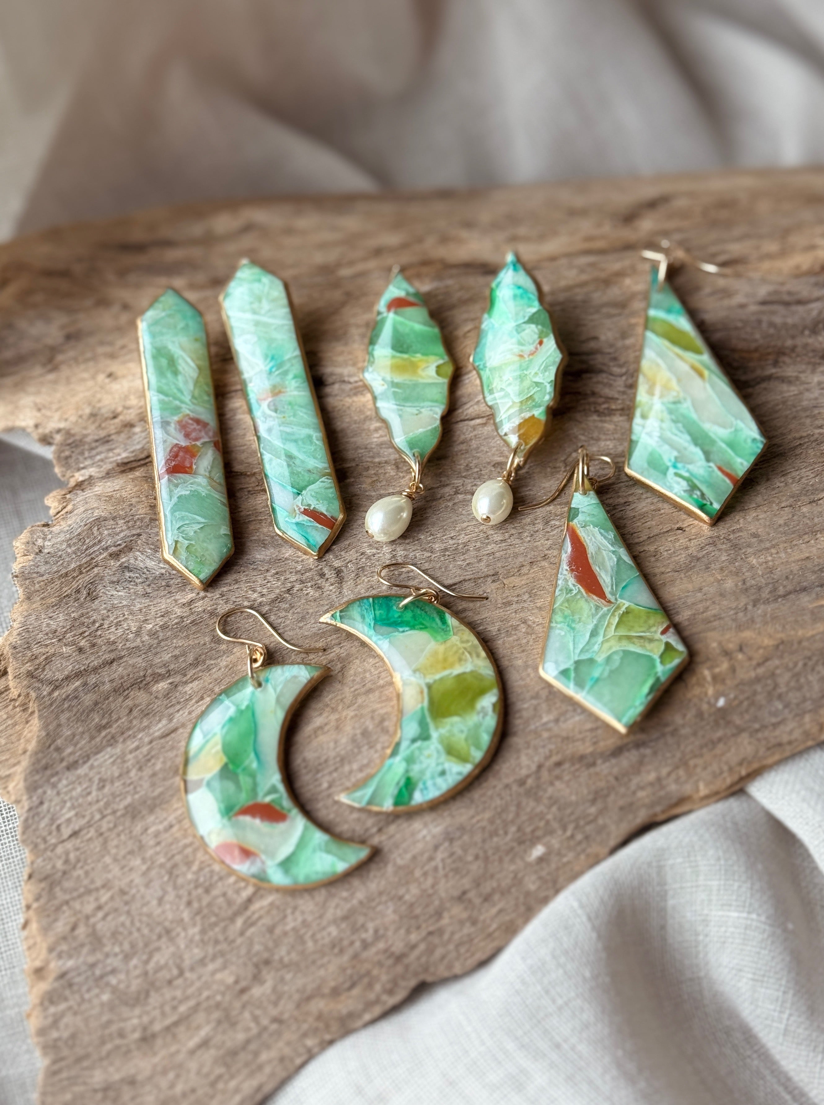 Aventurine Diamond Dangles