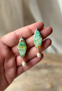 Aventurine Pearl Studs