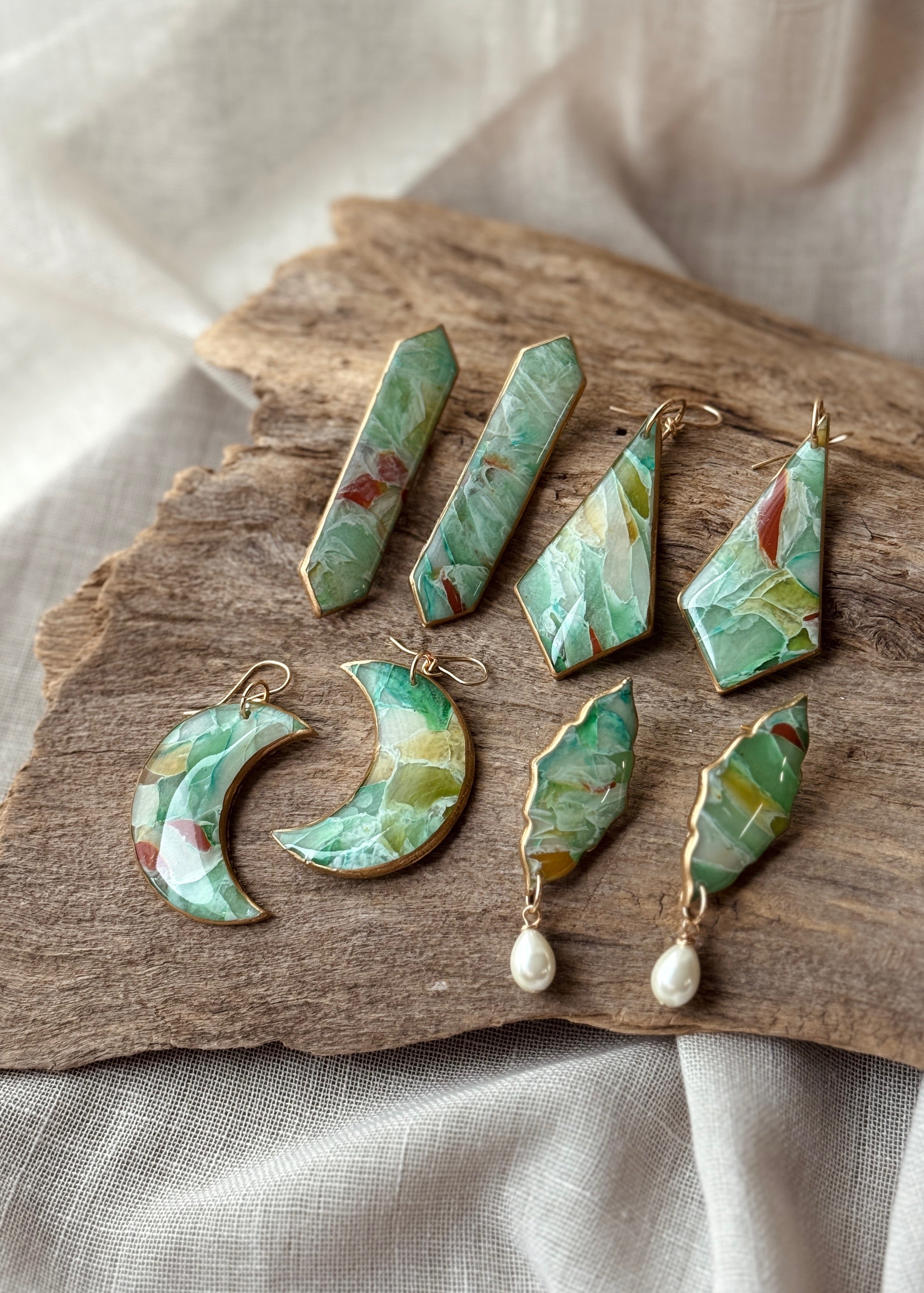 Aventurine Diamond Dangles