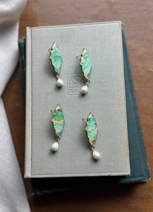Aventurine Pearl Studs