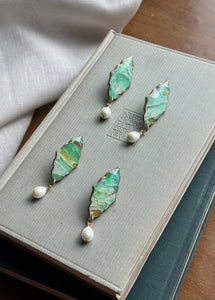 Aventurine Pearl Studs