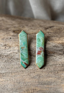Aventurine Long Diamond Studs