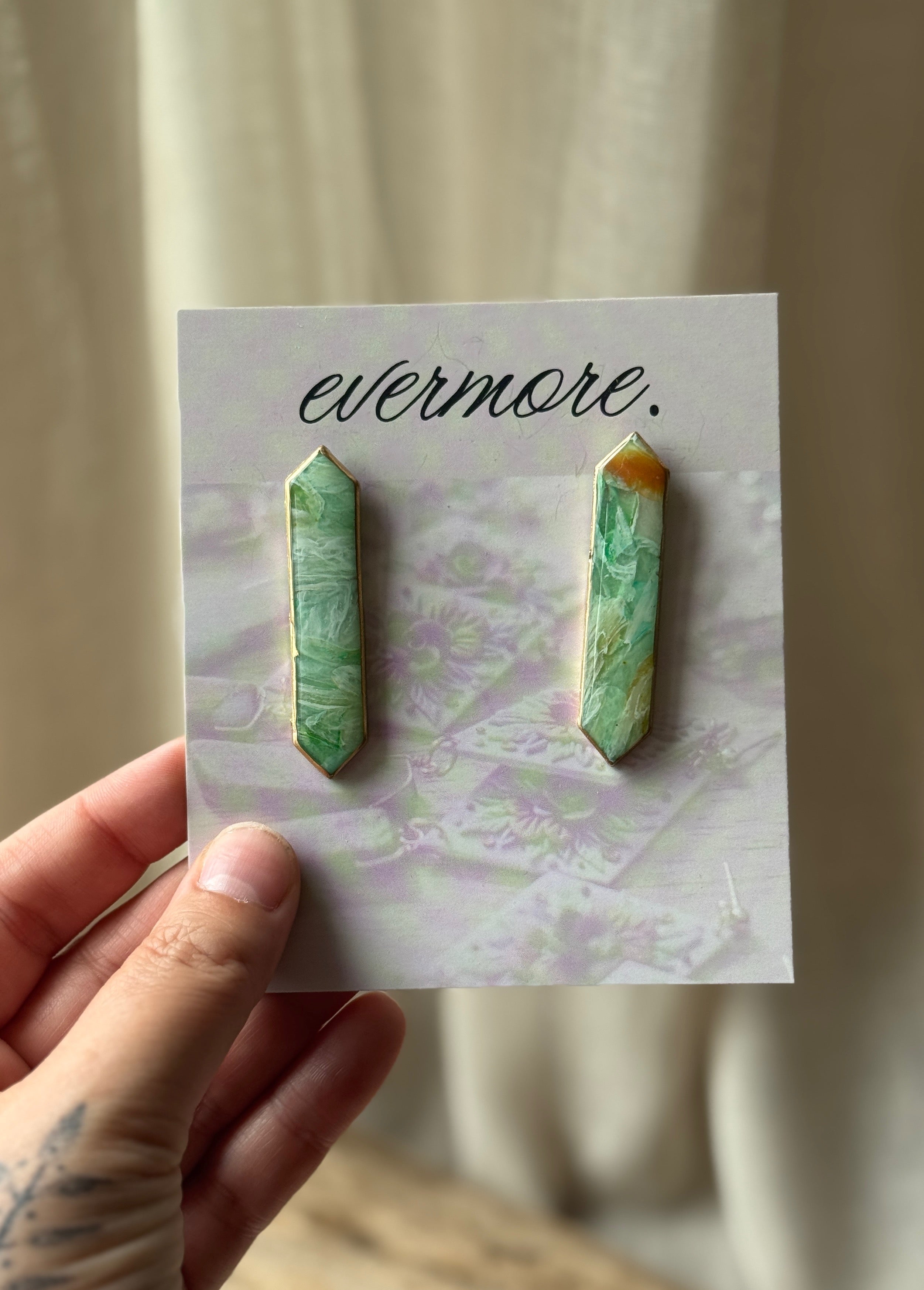 Aventurine Long Diamond Studs