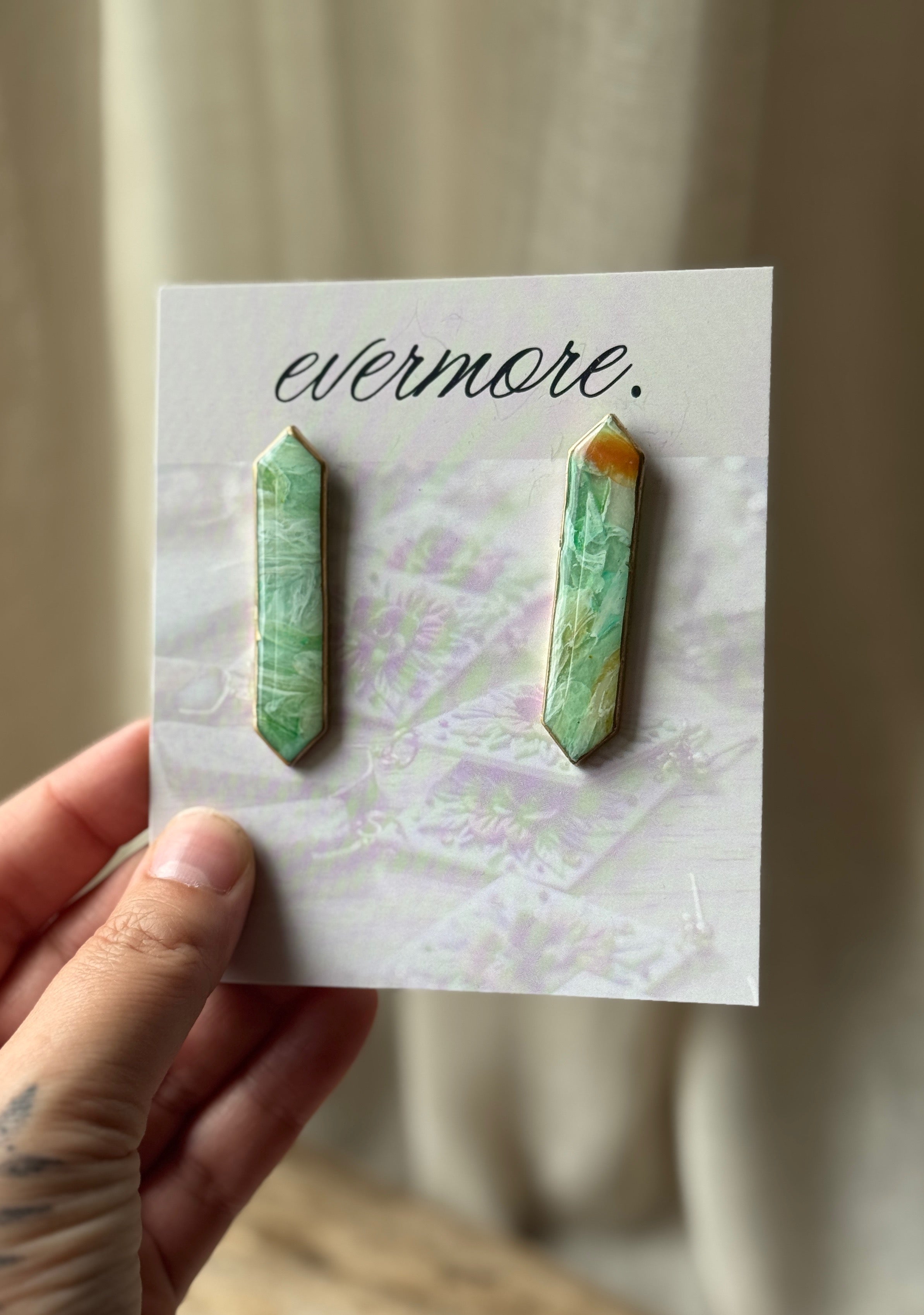 Aventurine Long Diamond Studs