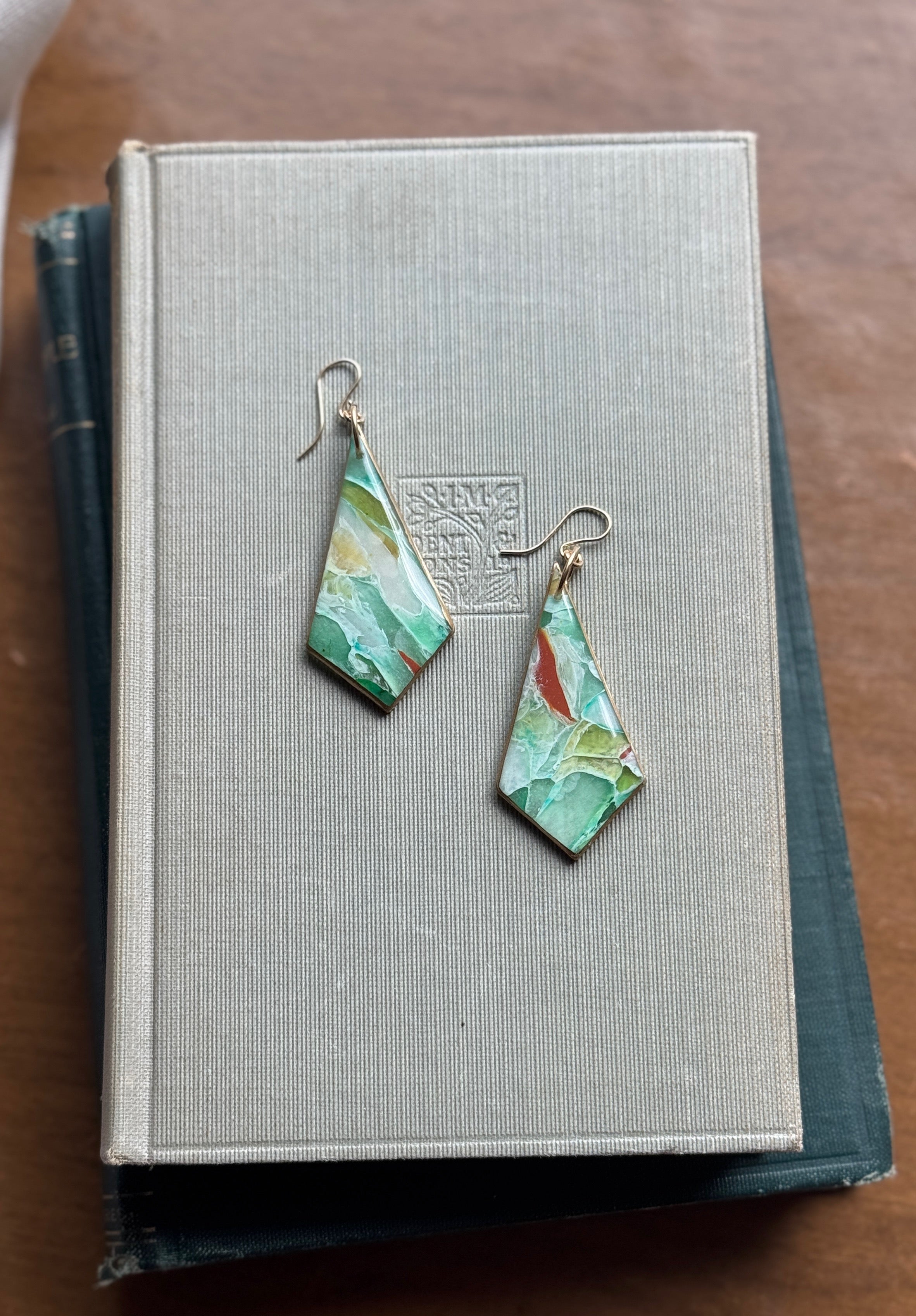 Aventurine Diamond Dangles