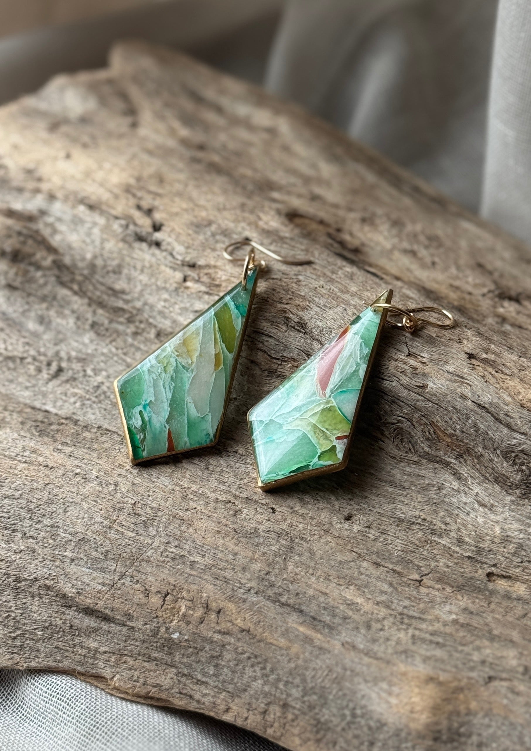 Aventurine Diamond Dangles