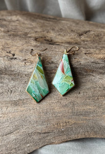 Aventurine Diamond Dangles