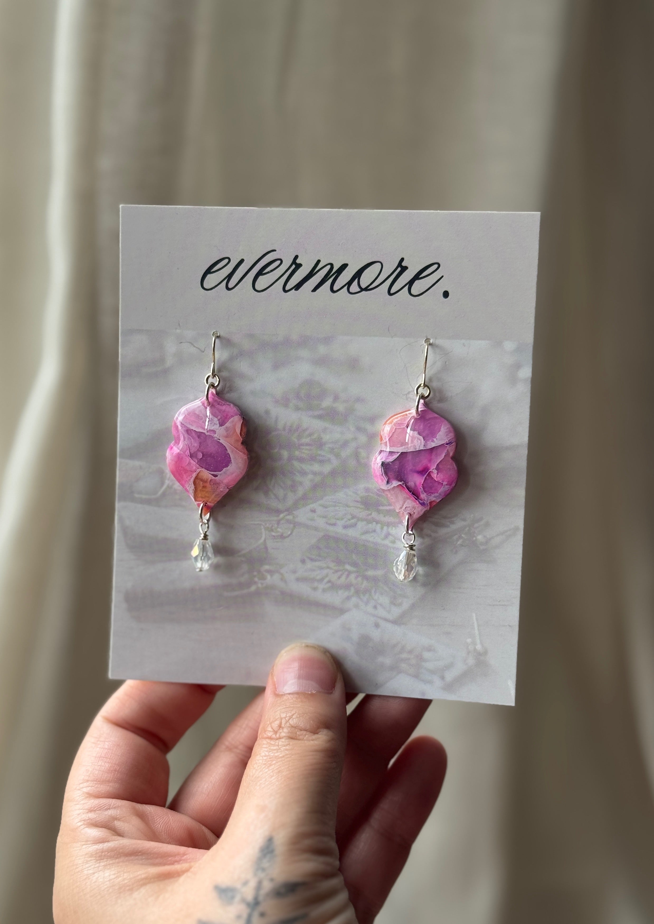 Pink Amethyst & Crystal Dangle