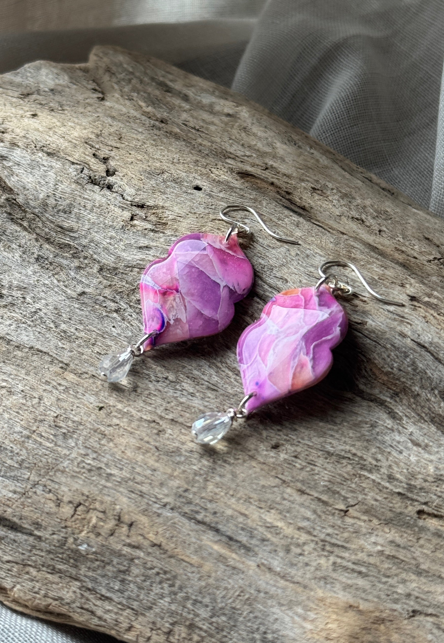 Pink Amethyst & Crystal Dangle
