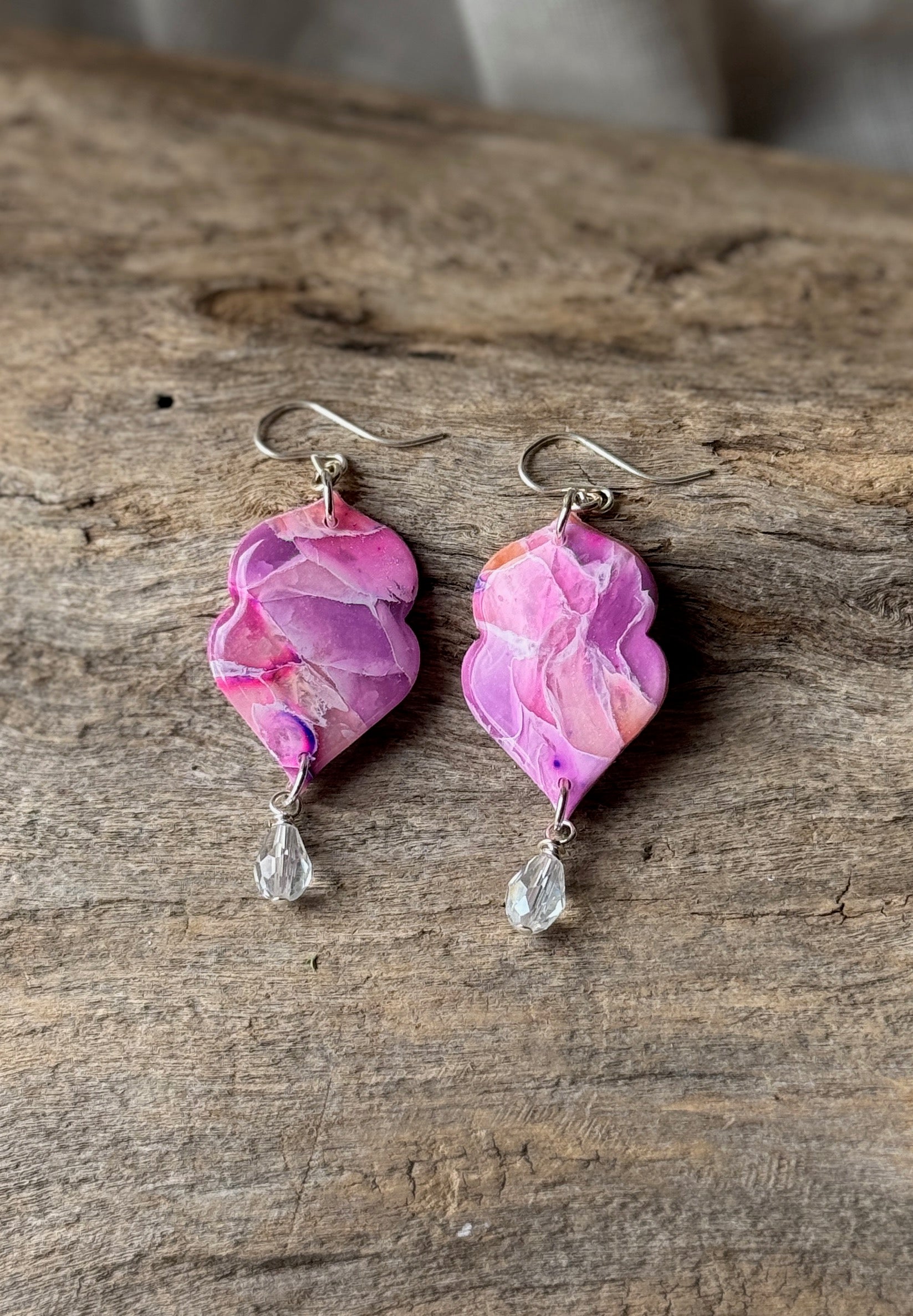 Pink Amethyst & Crystal Dangle