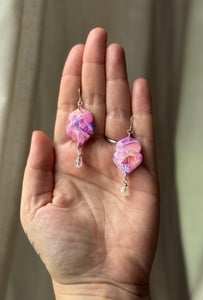 Pink Amethyst & Crystal Dangle