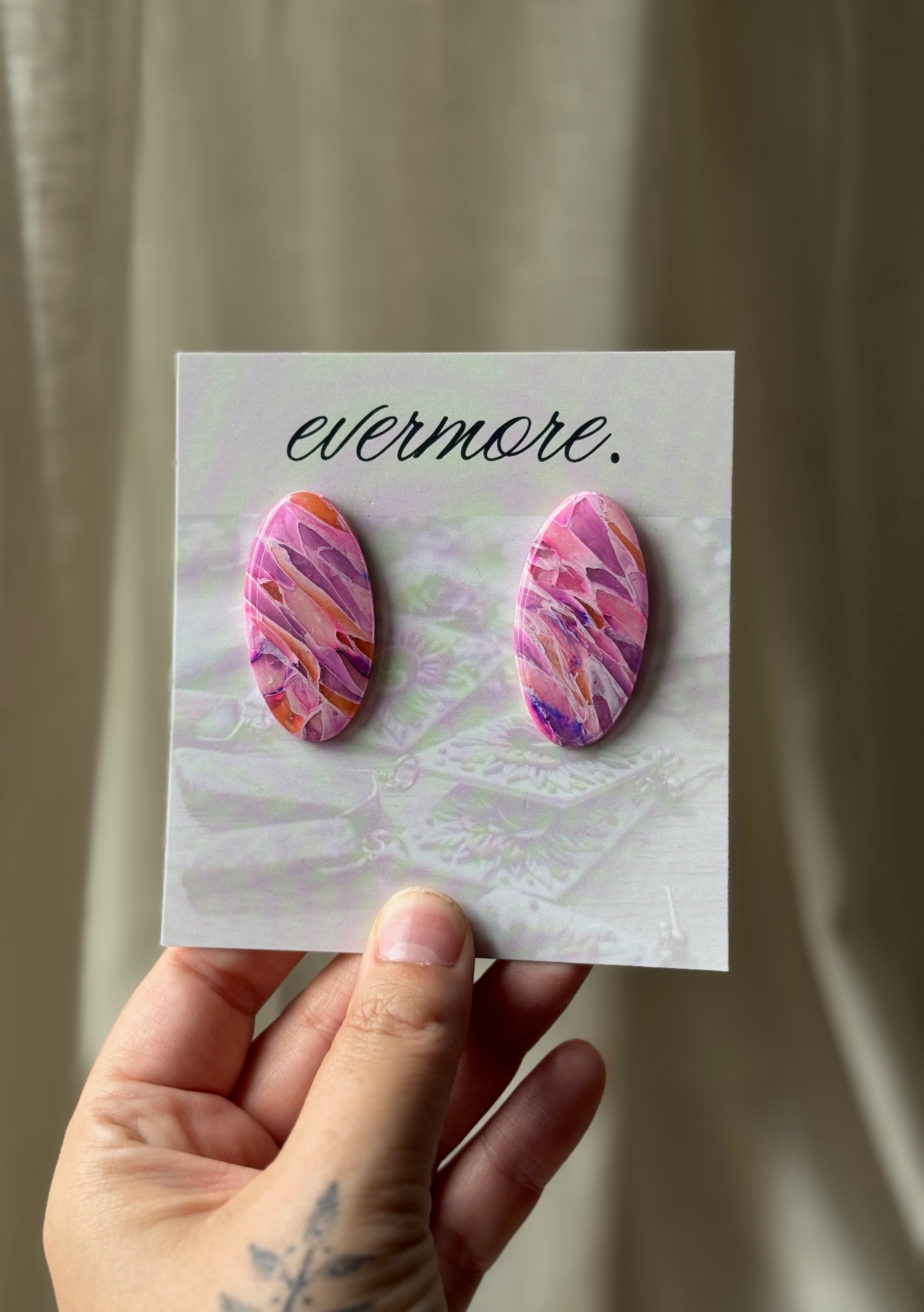 Pink Amethyst Oval Stud