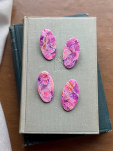Pink Amethyst Oval Stud