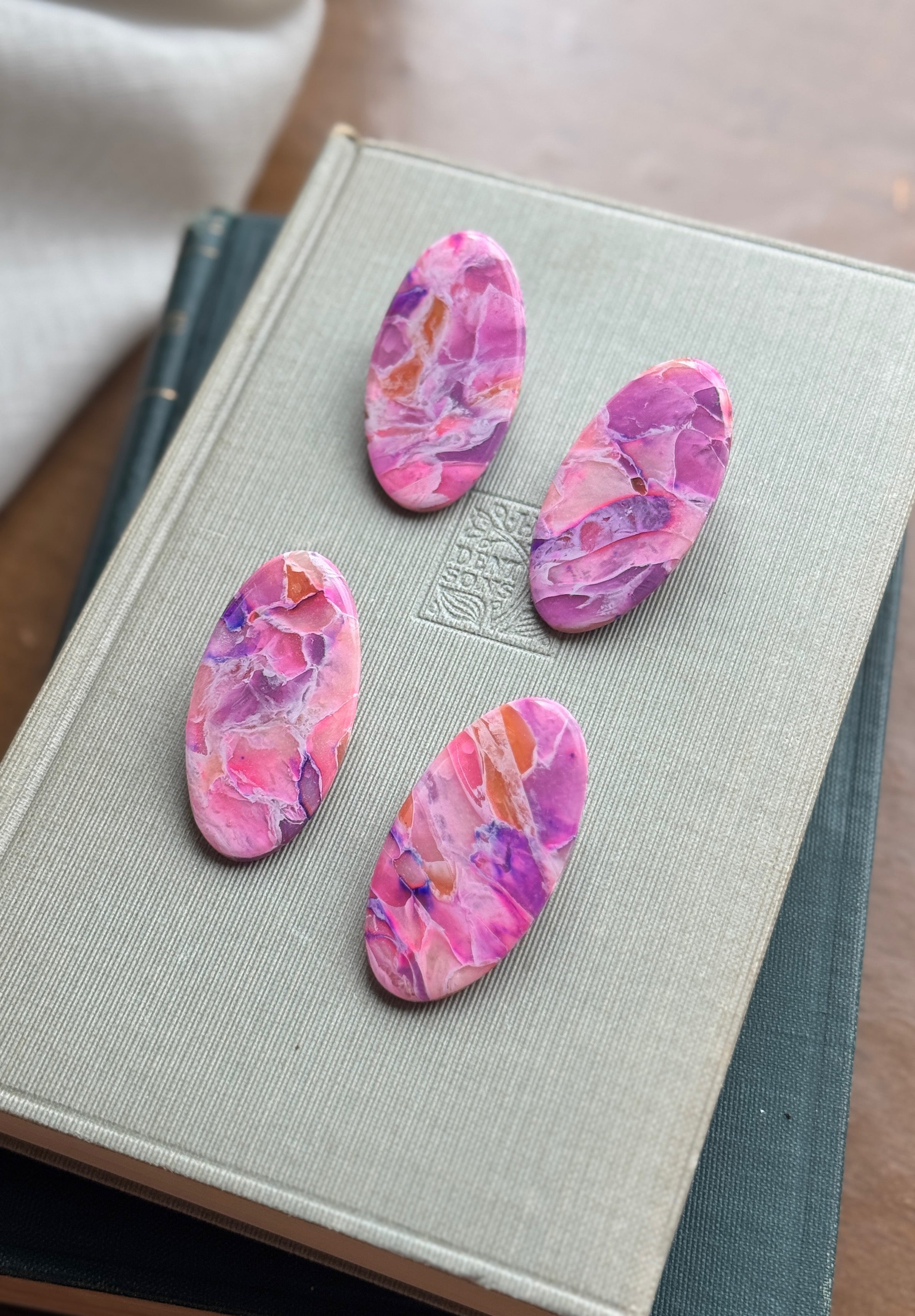 Pink Amethyst Oval Stud