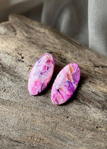 Pink Amethyst Oval Stud