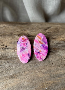 Pink Amethyst Oval Stud