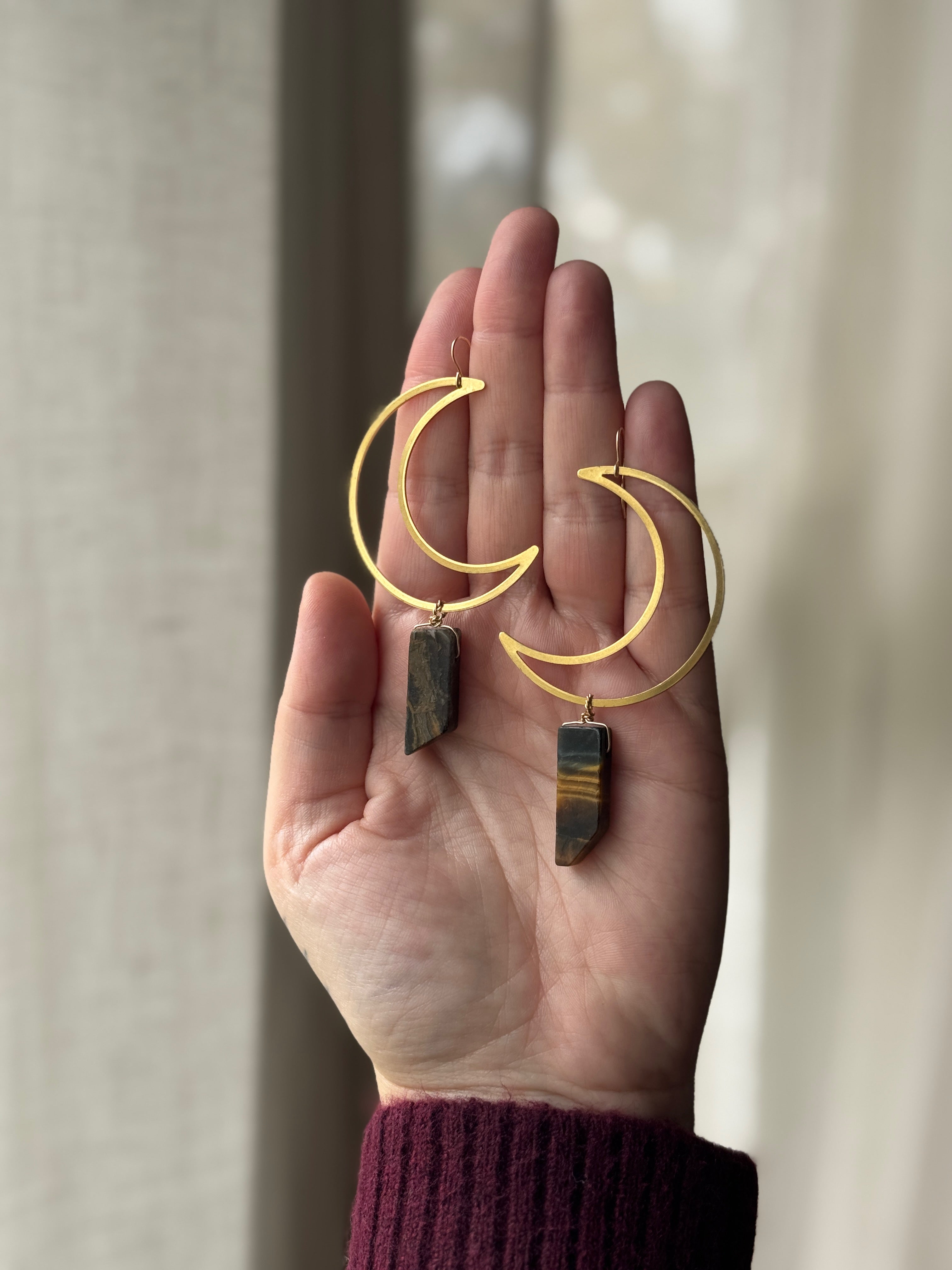 Tigers Eye Crescent Moon