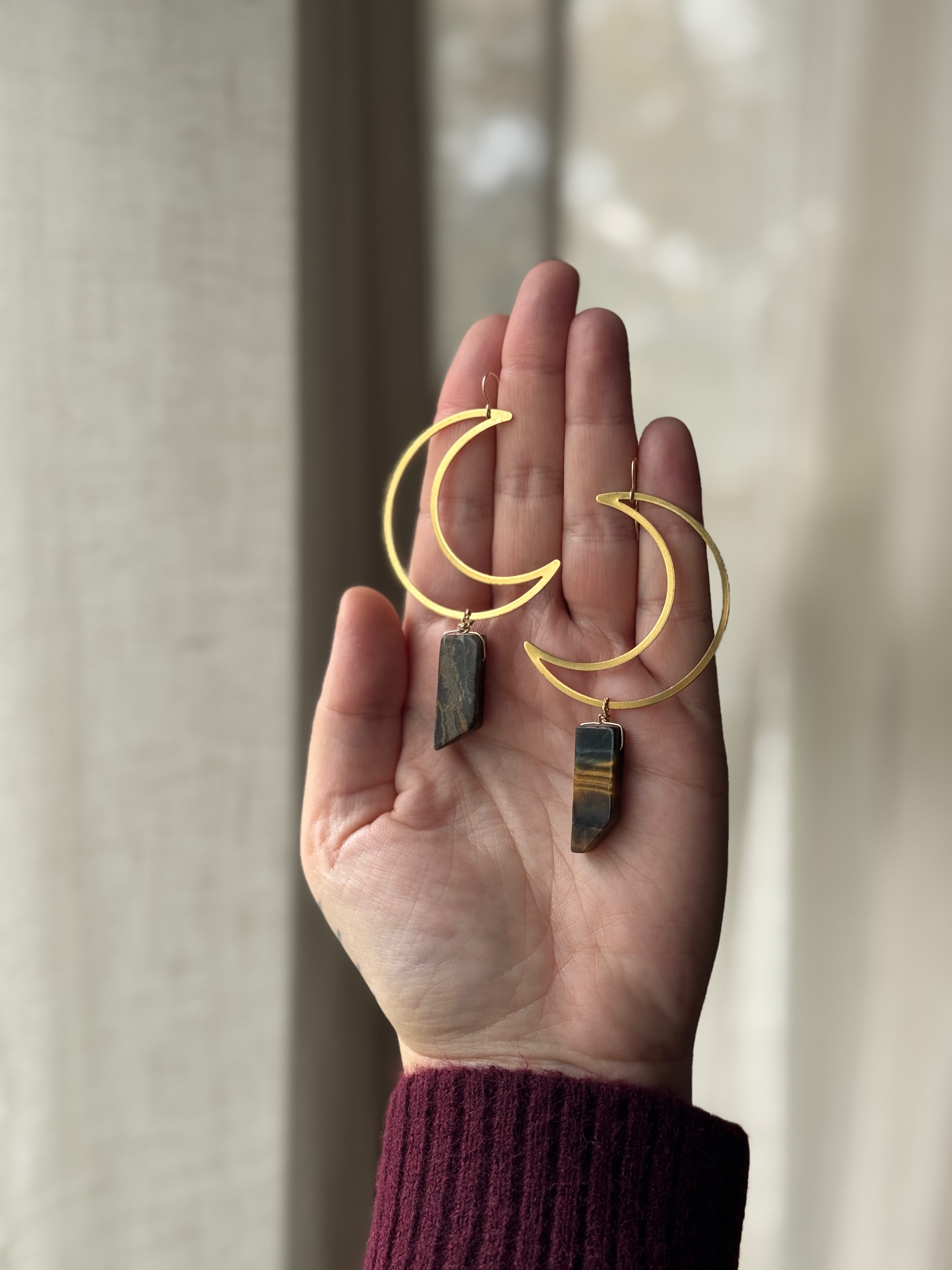 Tigers Eye Crescent Moon