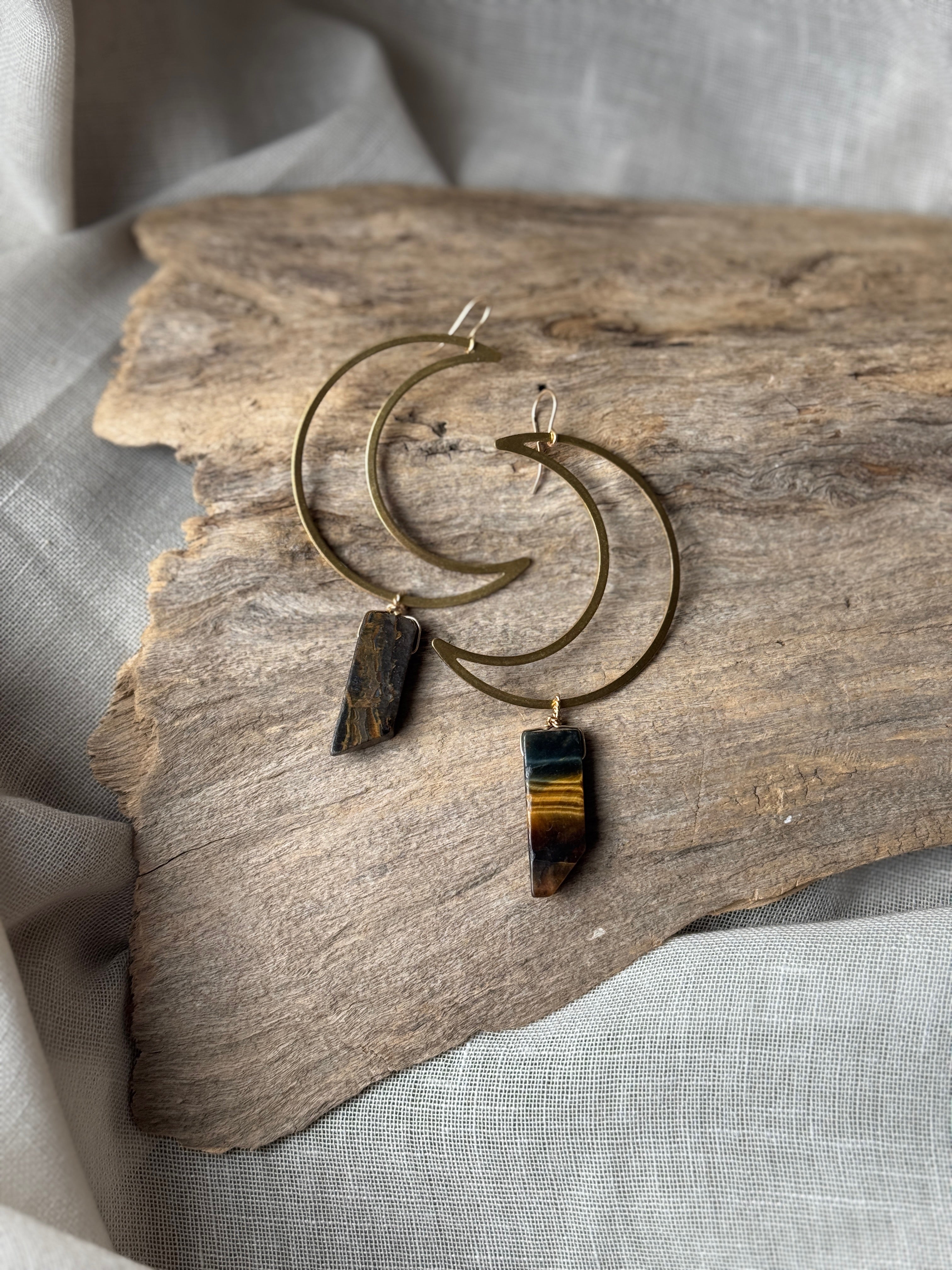 Tigers Eye Crescent Moon