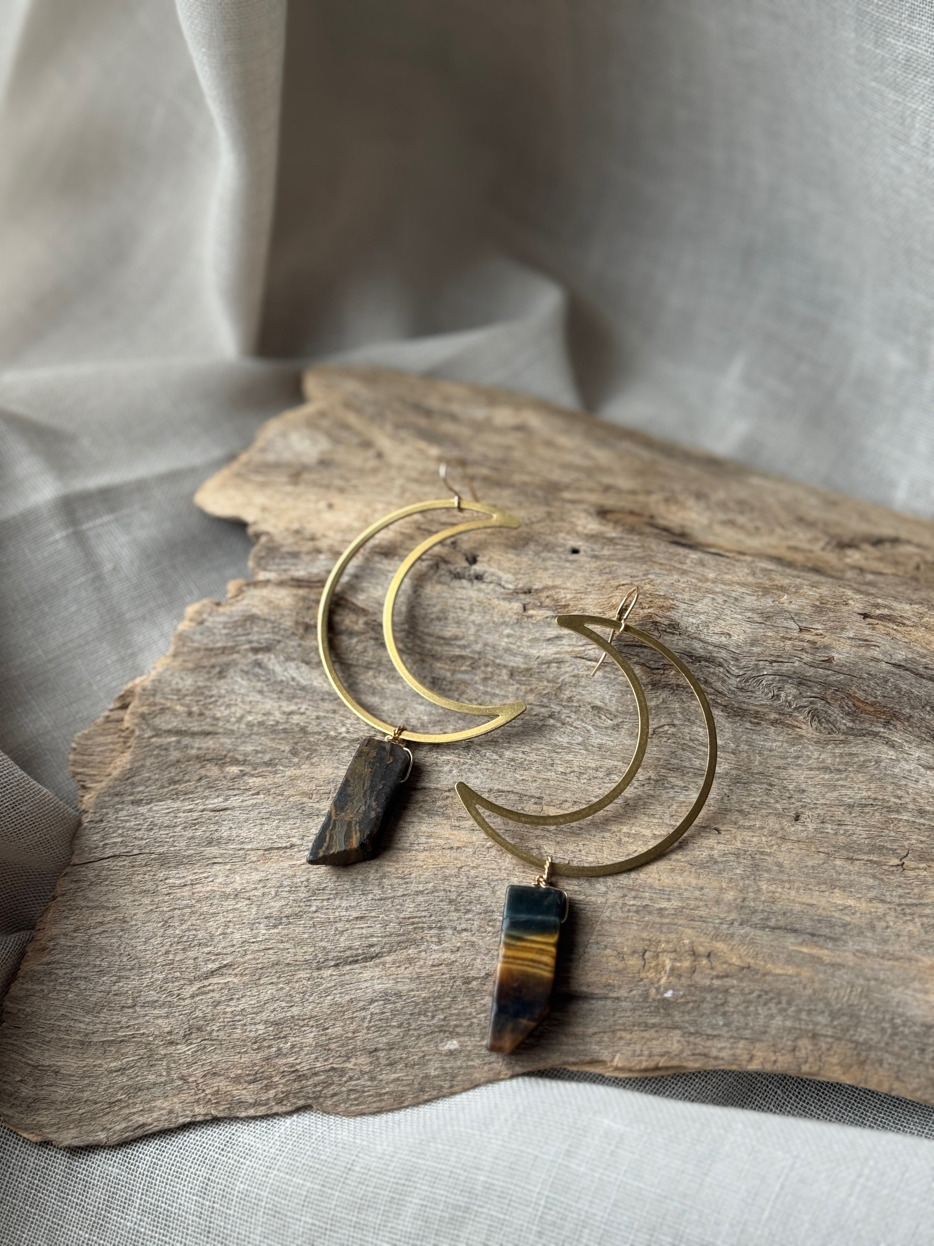 Tigers Eye Crescent Moon