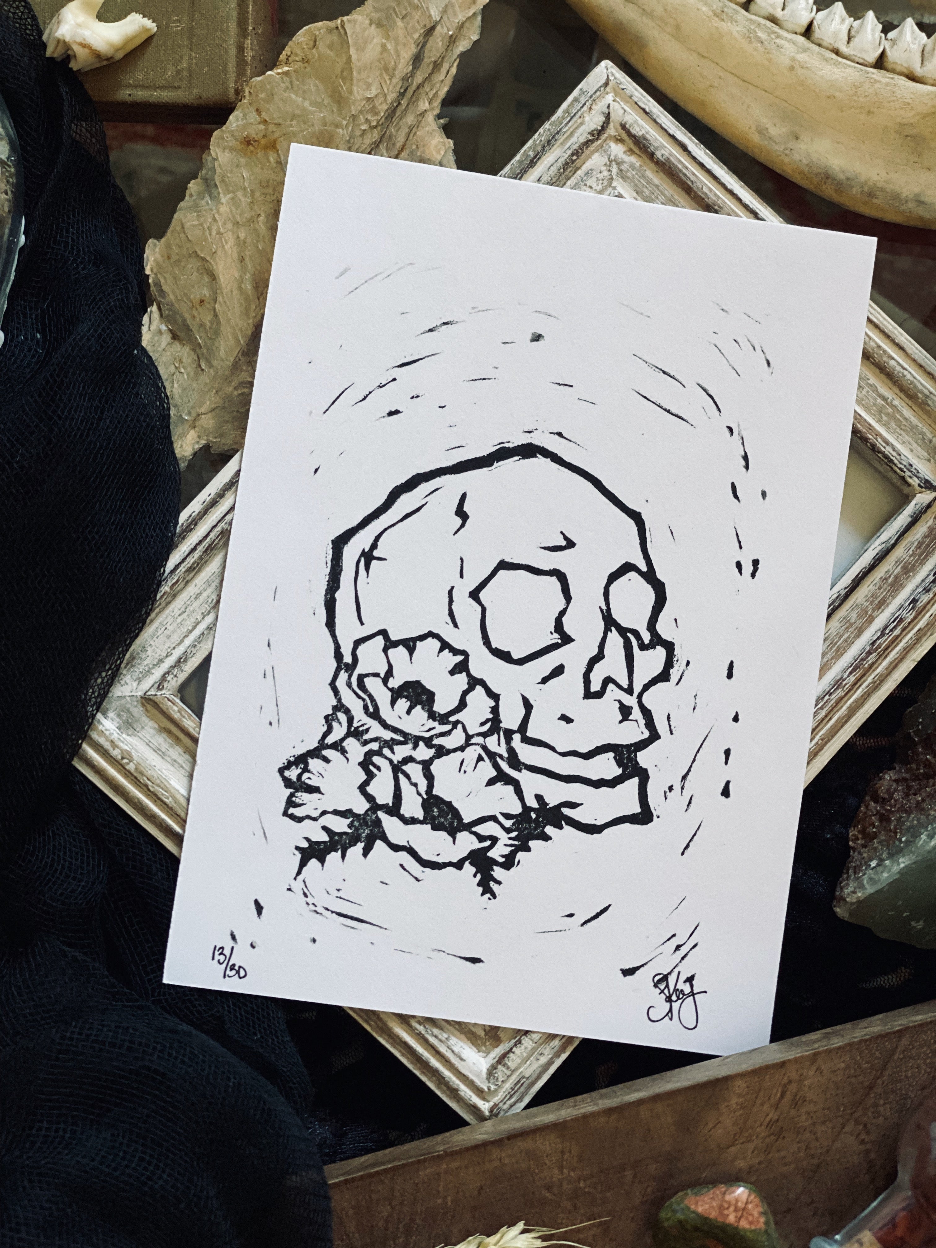 The Skull & Anemone Print by sky|sea